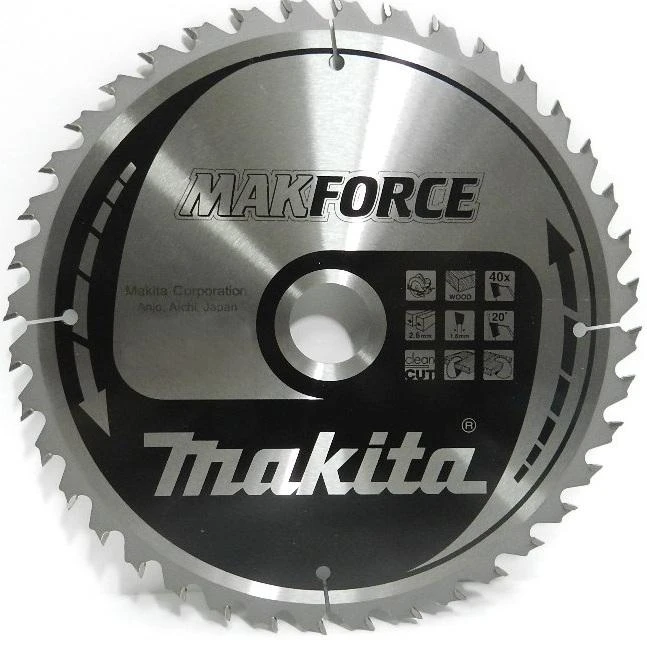 Makita T.C.T. pjūklas MAKFORCE 355X3X30mm 20° T60 B-08545 T.C.T • 355 x30 mm • T60 • 20° • Medienai