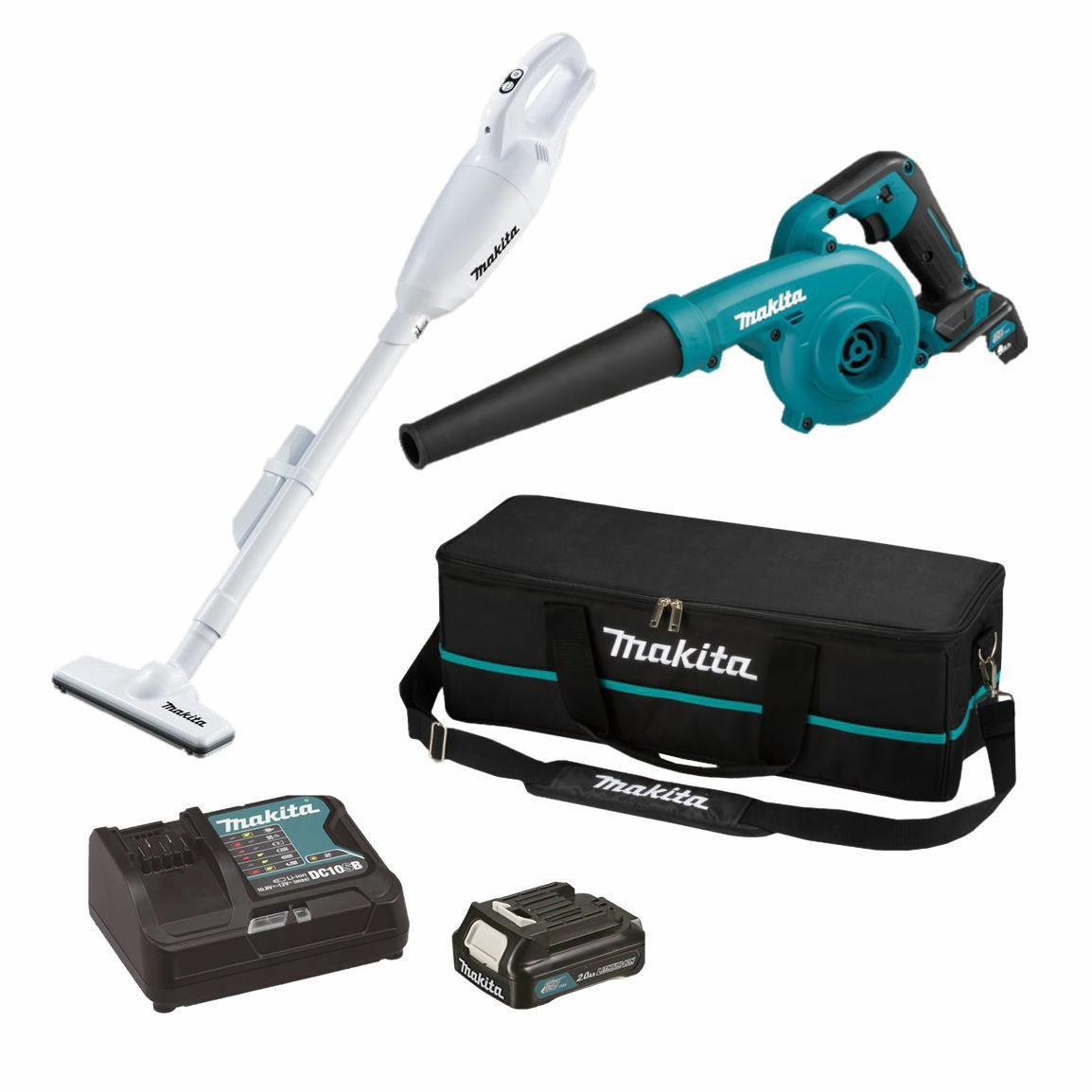 MAKITA RINKINYS 12V pūstuvas UB100D + DULKIŲ SIurblys CL108FD 1x2,0Ah KREPŠELIS CLX245SAX1