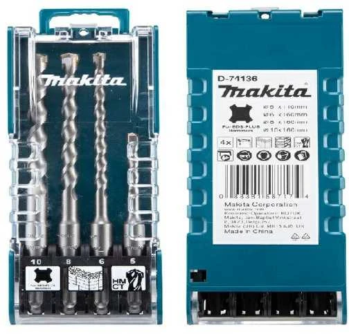 Grąžtas Makita SDS-PLUS Grąžtų Komplektas (5 x 110 mm, 6 x 160 mm, 8 x 160 mm, 10 x 160 mm) D-74136