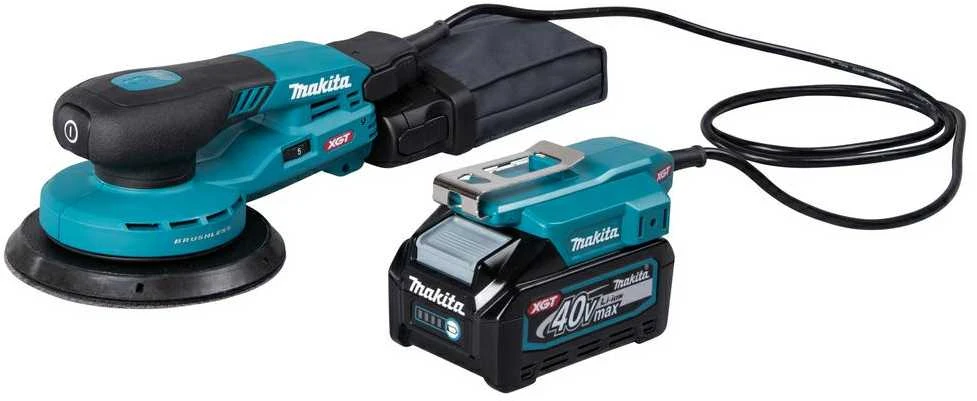 Makita 40V ekscentrinis šlifuoklis su išoriniu akumuliatoriumi