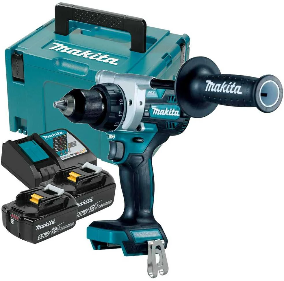 Makita DDF492RTJ Akumuliatorinis gręžtuvas 18V, BL-motor, Max 141 Nm, 130/65Nm, 2x5,0Ah, DC18RC, MAKPACK