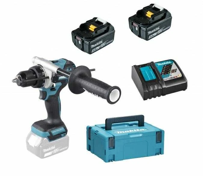 Makita DHP492RTJ Akumuliatorinis smūginis gręžtuvas 18V, BL-motor, Max 141 Nm, 130/65NM, 2x5,0Ah, DC18RC, MAKPACK