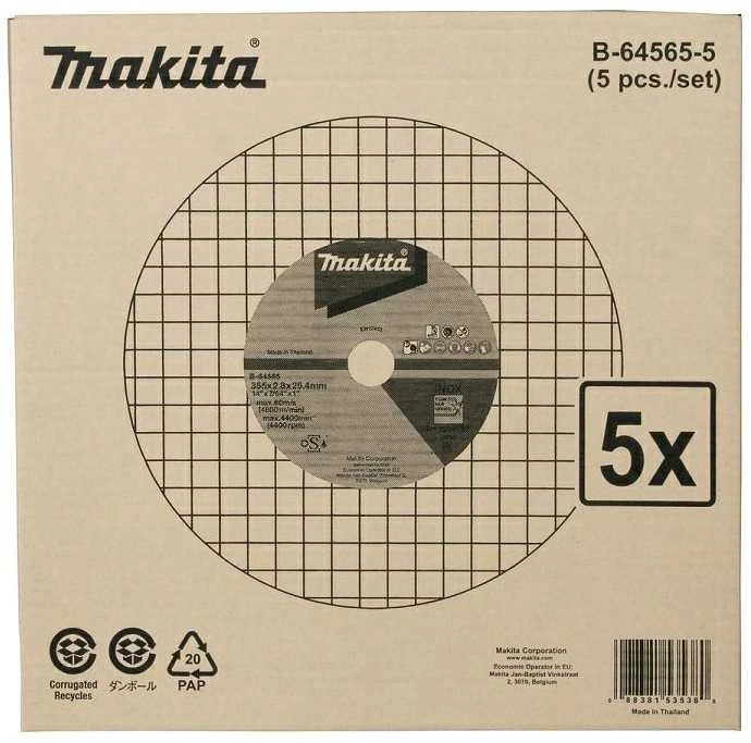 MAKITA PJOVIMO DISKAS METALUI 355mm x 2,8mm x 25,4mm /5vnt. INOX SKIRTAS LW1401