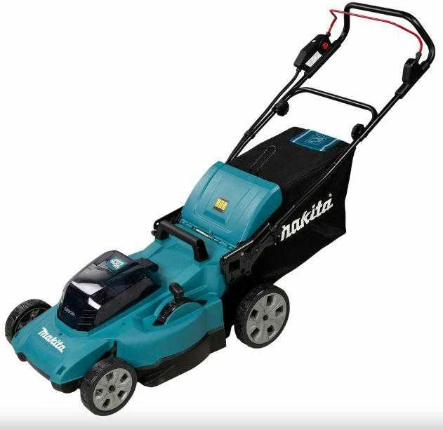 Makita DLM480Z akumuliatorinė vejapjovė 2 x 18 V, 48 cm, 4 viename (pjovimas / surinkimas / mulčiavimas / išmetimas į galą), 24,5kg, plastikinis korpusas, be akumuliatorinio ir krovinio