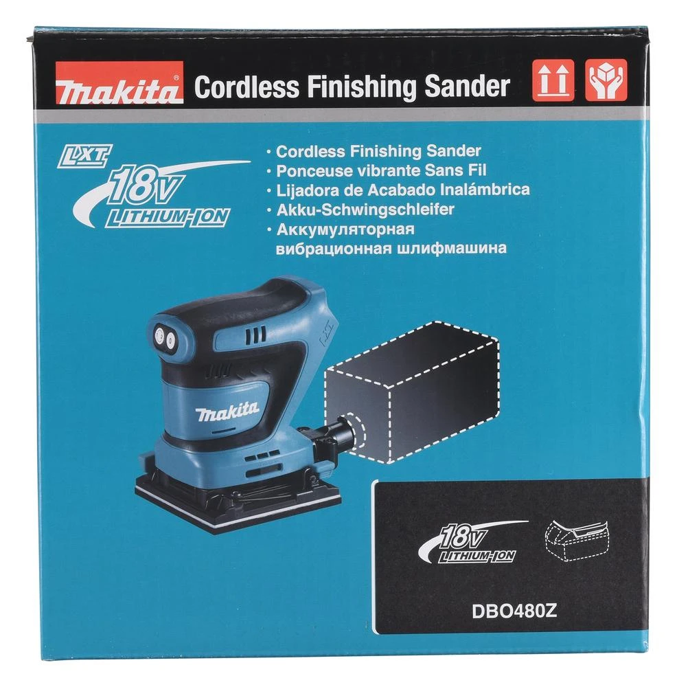MAKITA akumuliatorinis ekscentrinis šlifuoklis DBO480Z 18V 93x185mm be akumuliatoriaus ir kroviklio