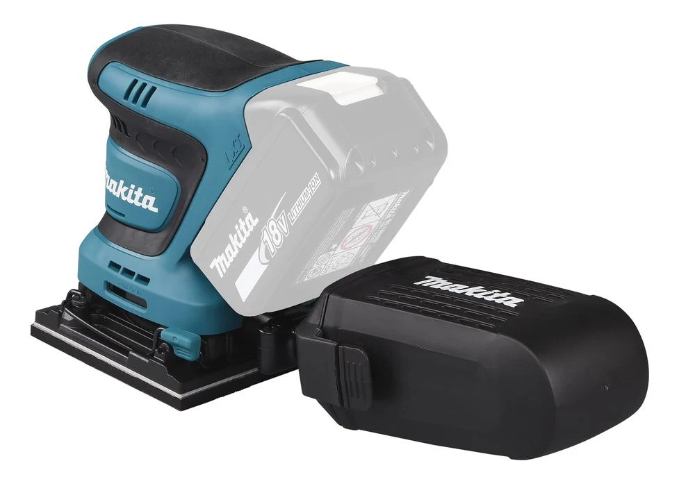 Makita DBO480Z akumuliatorinis šlifuoklis su dulkių surinkimo konteineriu