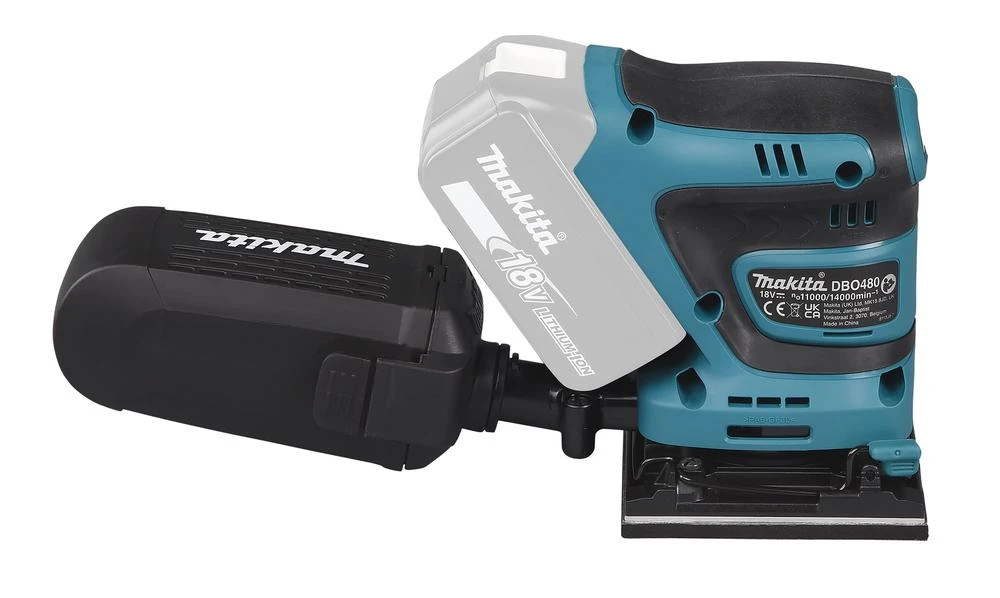 MAKITA akumuliatorinis ekscentrinis šlifuoklis DBO480Z 18V 93x185mm be akumuliatoriaus ir kroviklio
