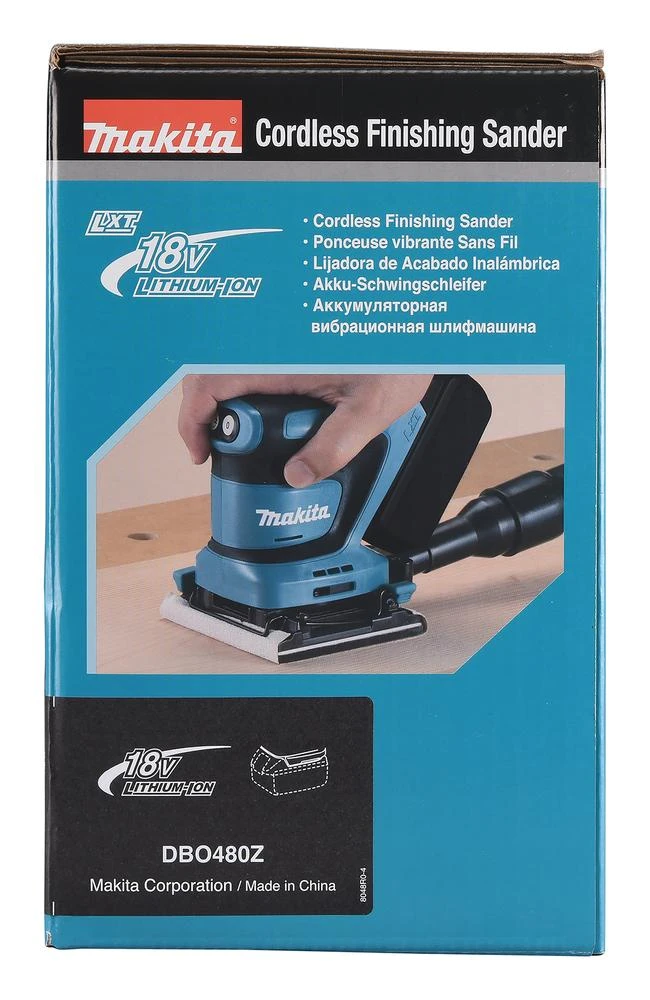MAKITA akumuliatorinis ekscentrinis šlifuoklis DBO480Z 18V 93x185mm be akumuliatoriaus ir kroviklio