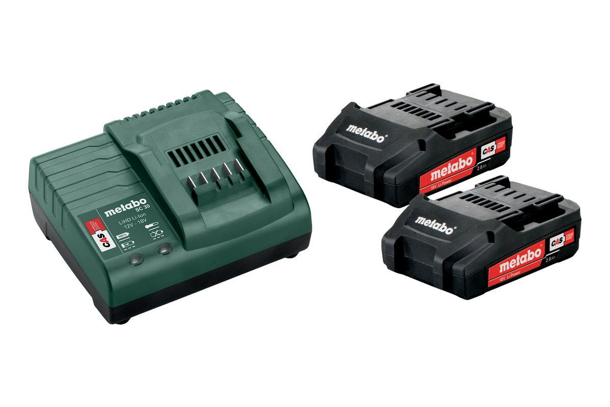 METABO Akumuliatorius 18V 2,0Ah x2 + Įkroviklis SC 30