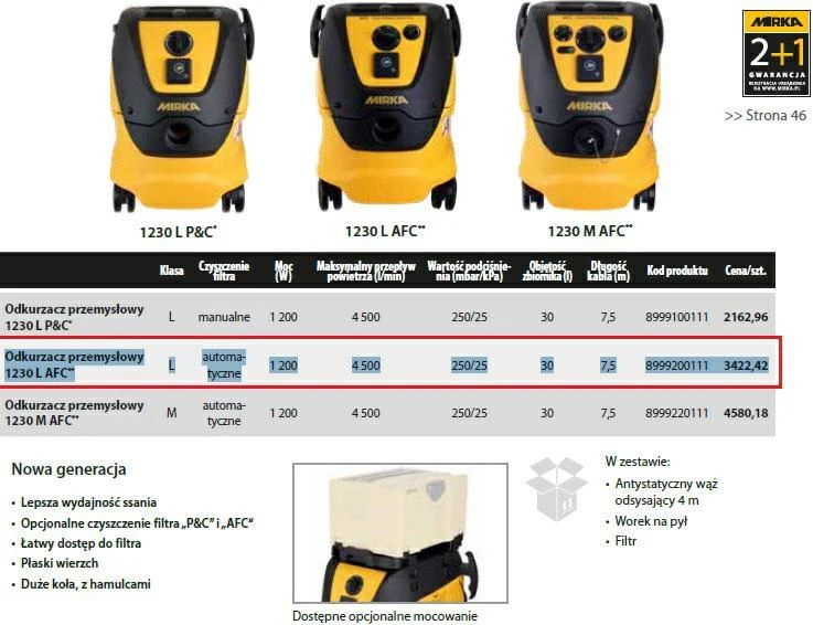 Dulkių siurblys Mirka 1230L AFC