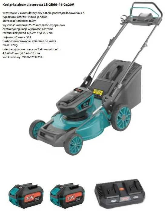 NAC akumuliatorinė vejapjovė LB-2B40-40-2x20V 2x4Ah 40cm