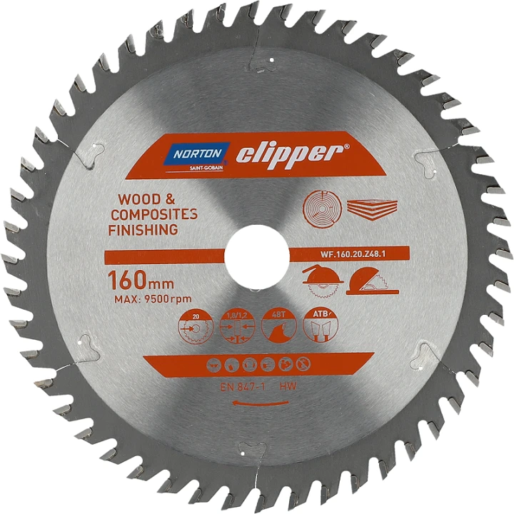 NORTON diskinis pjūklas 160 mm x 20 mm x 48z MEDIENA IR KOMPOZITAI ATB (1,8 / 1,2)