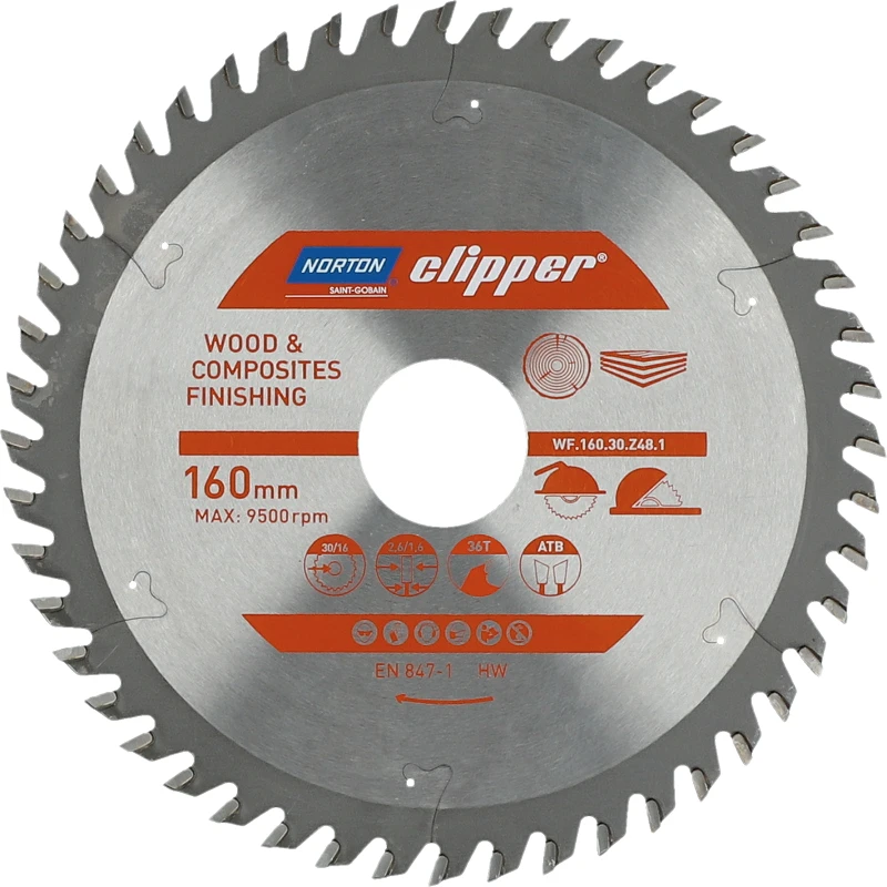 NORTON diskinis pjūklas 160 mm x 30 / 16 mm x 48z MEDIENOS IR ATB KOMPOZITAS (2,6 / 1,6)