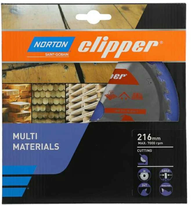 NORTON diskinis pjūklas 216 mm x 30 mm x 24z DAUGIAUSIŲ MEDŽIAGŲ GRINDIMO (3,0 / 2,0)