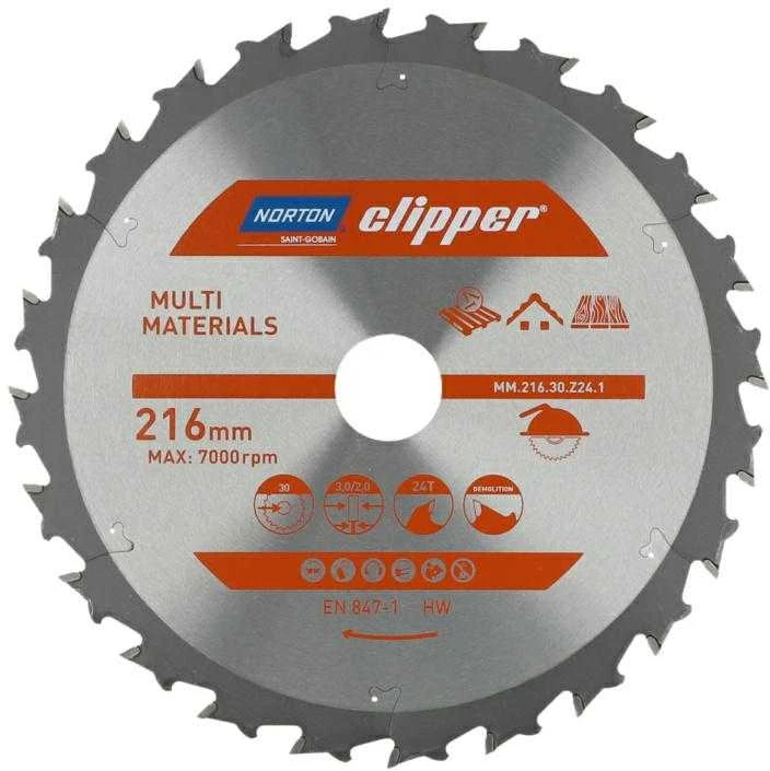 NORTON diskinis pjūklas 216 mm x 30 mm x 24z DAUGIAUSIŲ MEDŽIAGŲ GRINDIMO (3,0 / 2,0)