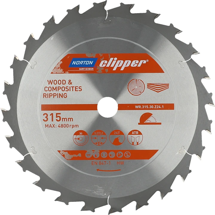 NORTON diskinis pjūklas 315 mm x 30 mm x 24z MEDIENOS IR ATB KOMPOZITAS (3,2 / 2,2)