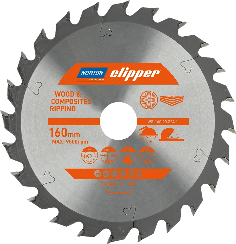 NORTON DISKINIS PJŪKLAS 160mm x 20mm x 24z MEDIENAI IR KOMPOZITAMS ATB (1,8 / 1,2)