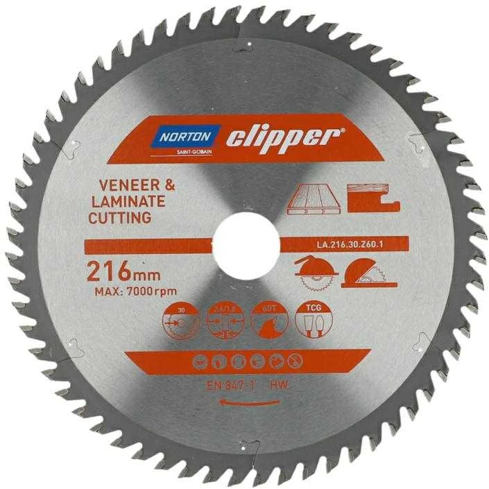NORTON DISKINIS PJŪKLAS 216mm x 30mm x 60z LAMINATUI IR FANERUOTEI (2,6/1,8)