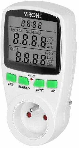 Virone Orno Vieno tarifo vatmetras, energijos skaičiuoklė su LCD ekranu, vieno tarifo, įmontuota baterija