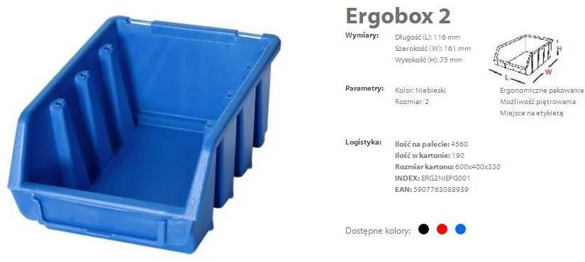 PATROL ERGOBOX 2 Raudonas, 116 x 161 x 75mm