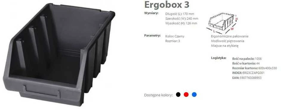 PATROL ERGOBOX 3 Raudonas, 170 x 240 x 126mm