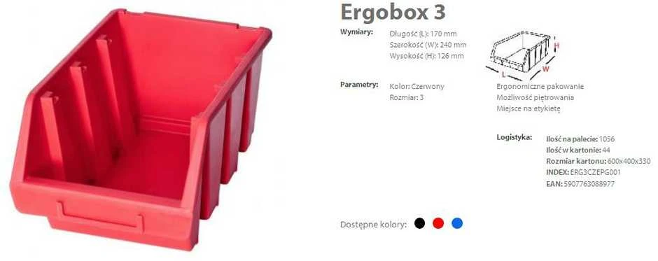 PATROL ERGOBOX 3 Raudonas, 170 x 240 x 126mm