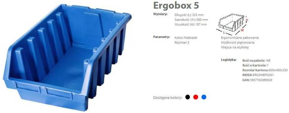 PATROL ERGOBOX 5 Raudonas, 330 x 500 x 180mm