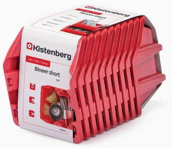 Kistenberg Sandėliavimo dėžių rinkinys 10 vnt BINEER SHORT SET 288x158x187 mm, raudonos