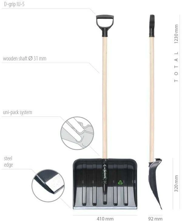 Prosperplast ŁOPATA DO ŚNIEGU 32×41 ECO Juoda 141763