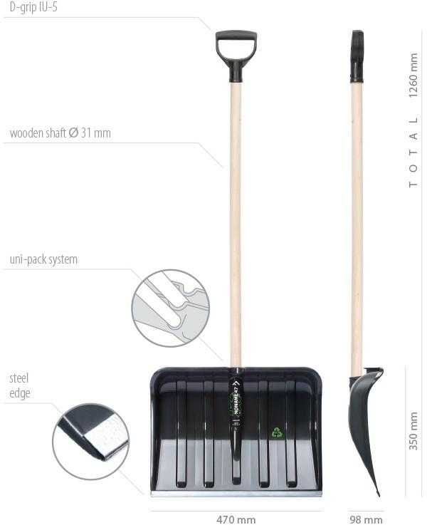 Prosperplast sniego kastuvas 47 ECO, juodas 47 cm