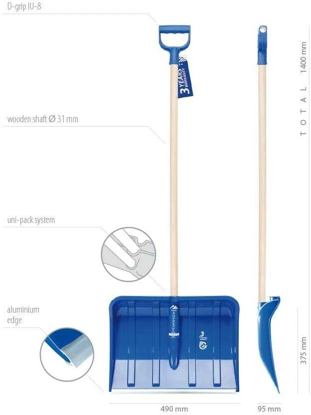 Prosperplast sniego kastuvas Alpin 2A, 49cm, medinis kotas