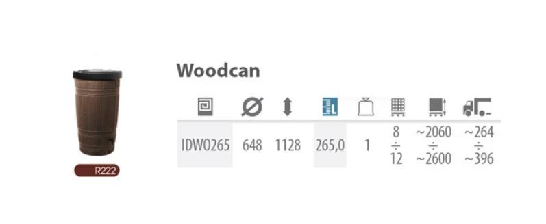 Prosperplast talpa lietaus vandeniui WOODCAN 265L
