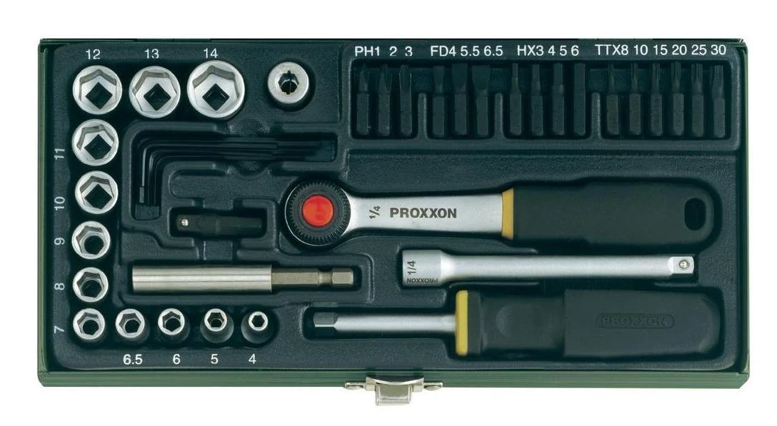 Galvučių rinkinys 1/4" 39 dalių PROXXON
