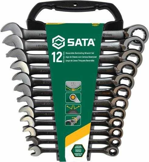 Terkšlinių veržliarakčių rinkinys Sata ST08044B; 8-19 mm; 12 vnt.