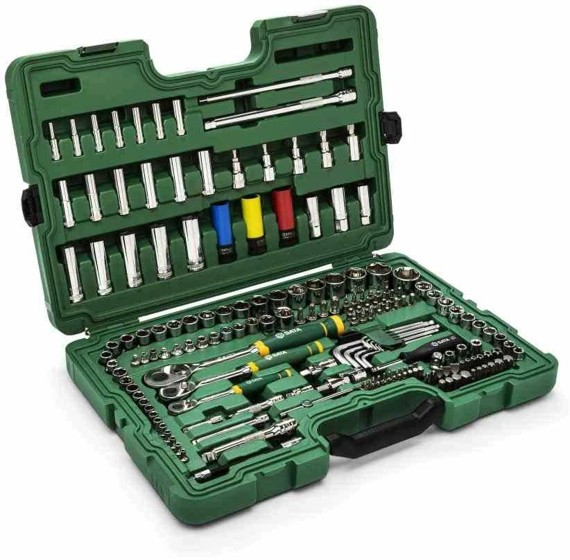 1/4'' + 3/8'' + 1/2'' Galvučių su antgaliais rinkinys Sata 180vnt. šešiakampės