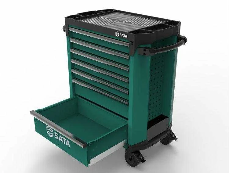 King Tony SATA 7 stalčių dirbtuvių vežimėlis ST95113G PRO, žalias, 299 vnt.