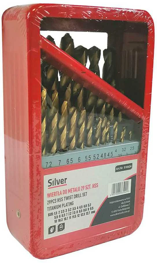 Grąžtas SILVER grąžtai METAL TYTANOWE KPL.29szt. 1,5-27mm /Sidabrinis
