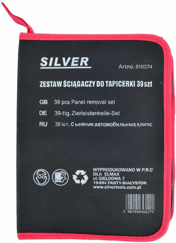SILVER Sidabrinis Rinkinys ŚCIĄGACZY DO TAPICERKI 39cz/SILVE R...