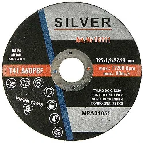 SILVER Sidabrinis Sidabrinis PJOVIMO DISKAS METALUI 125*1,0mm .