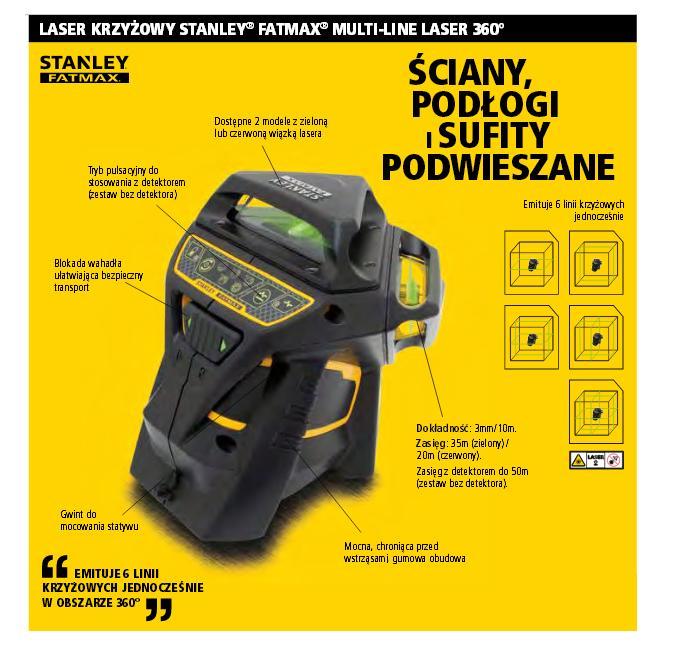STANLEY LASER LINIOWY 360 FATMAX X3 Žalias Li-ION 35m......