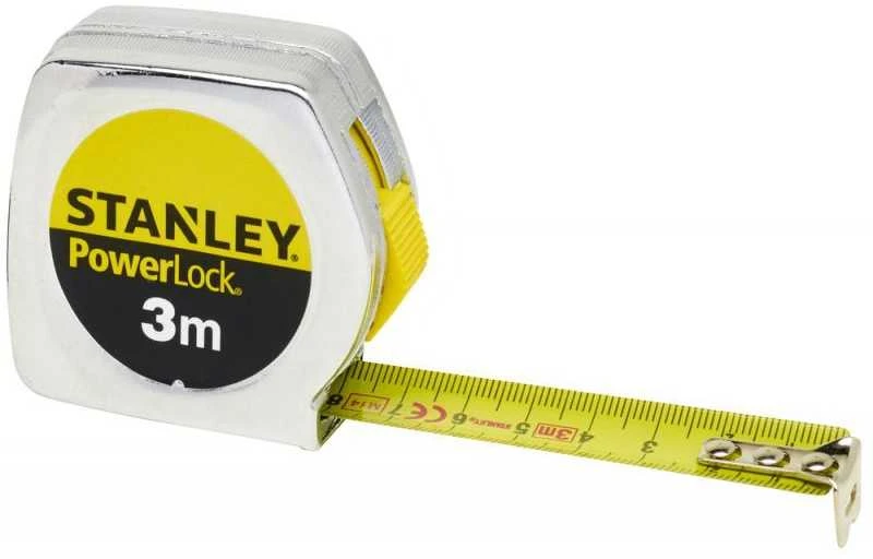STANLEY RULETĖ 3mx12,7mm POWERLOCK CHROM KORTELĖ