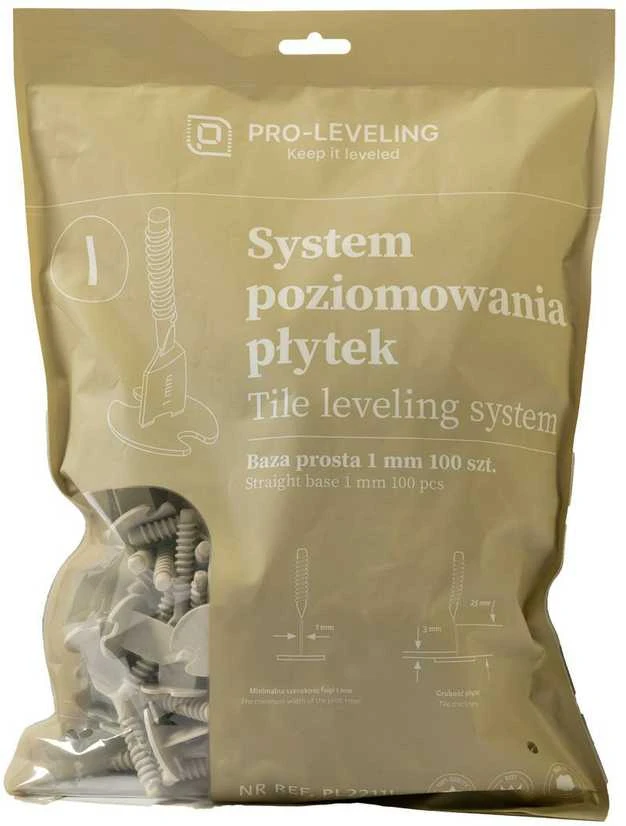 Pozostali Producenci PLYTELIŲ LYGIAVIMO SISTEMA, TIESUS PAGRINDAS 1mm /100vnt. PRO-LEVELING