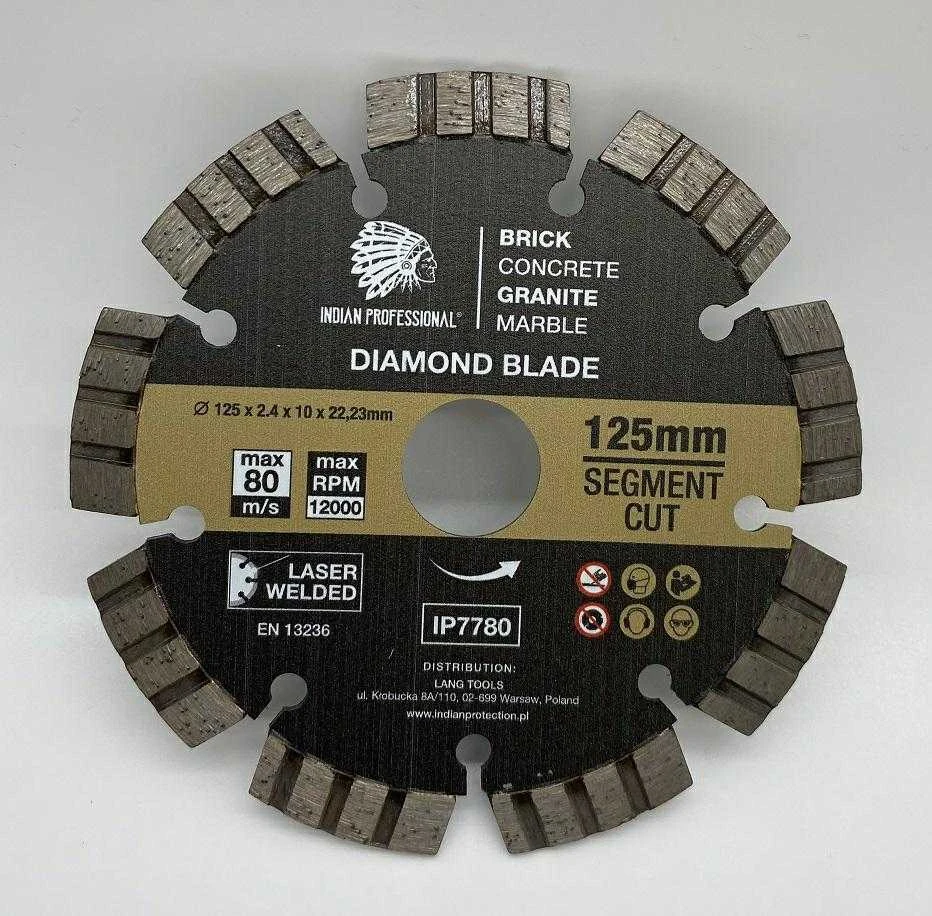 Indian Professional INDIŠKAS PROFESIONALUS DEIMANTINIS DISKAS 125 MM SEGMENTINIS TURBO PJAUSTYMAS INDIŠKAS PROFESIONALUS