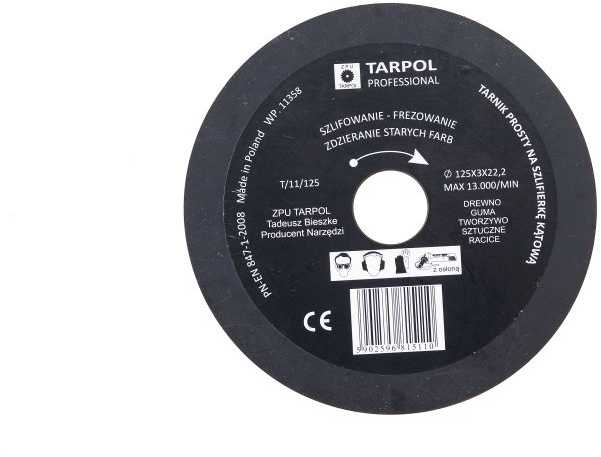TARPOL TARNIK PROSTY FI 125mm x 3 x 22,2mm, GŁADŹ WSTĘPNA T-11