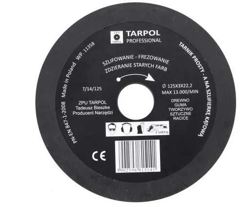 TARPOL TARNIK PROSTY FI 125mm x 3 x 22,2mm, GŁADŹ OSTATECZNA T-16