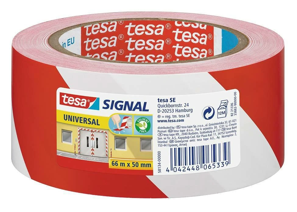 tesa SIGNAL JUOSTA BALTA-RAUDONA 66m50mm