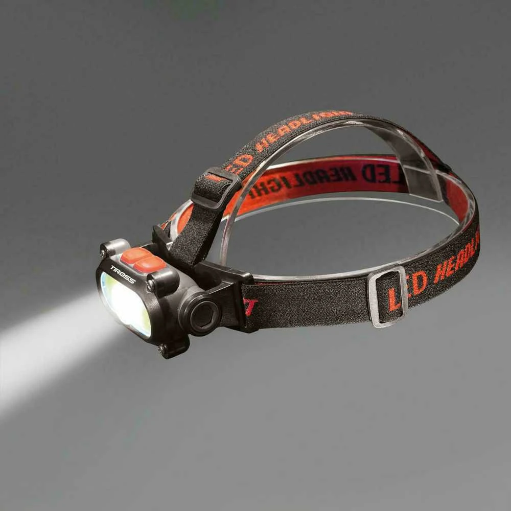 Tiross LED žibintuvėlis ant galvos įkraunamas XPE 120lm + COB 200lm, 18650 1200mAh