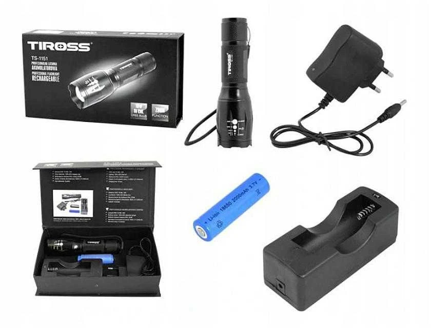 Tiross Žibintuvėlis Įkraunamas TS-1151 10W LED