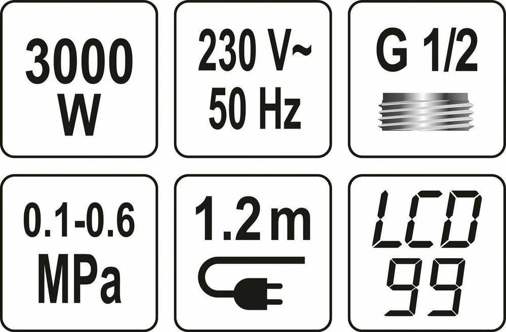Fala Toya Sa Poland Elektrinis vandens šildytuvas / maišytuvas su dušu | LCD | KATLA-4 (75924)