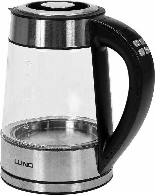 Stiklinis arbatinukas - virdulys LUND, su temperatūros kontrole, LED apšvietimu, 1.7L
